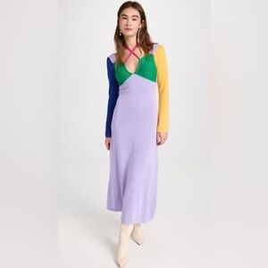 NWT Olivia Rubin Elliott XS Maxi Dress Colorblock Knit Empire Waist